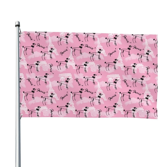 Vsdgher Cartoon Poodle Dog Print Outdoor Decorative Flag 4x6ft, Suitable for outdoor decoration, can be hung indoors, on outdoor lawns, balconies, parties