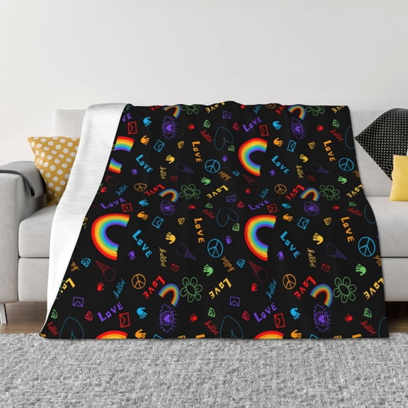 Vsdgher Cartoon Pride Lgbt Pattern Fleece Throw Blanket, Horizontal Fleece Bedding Home Decor for Couch & Bed All Season Use -40"x30"
