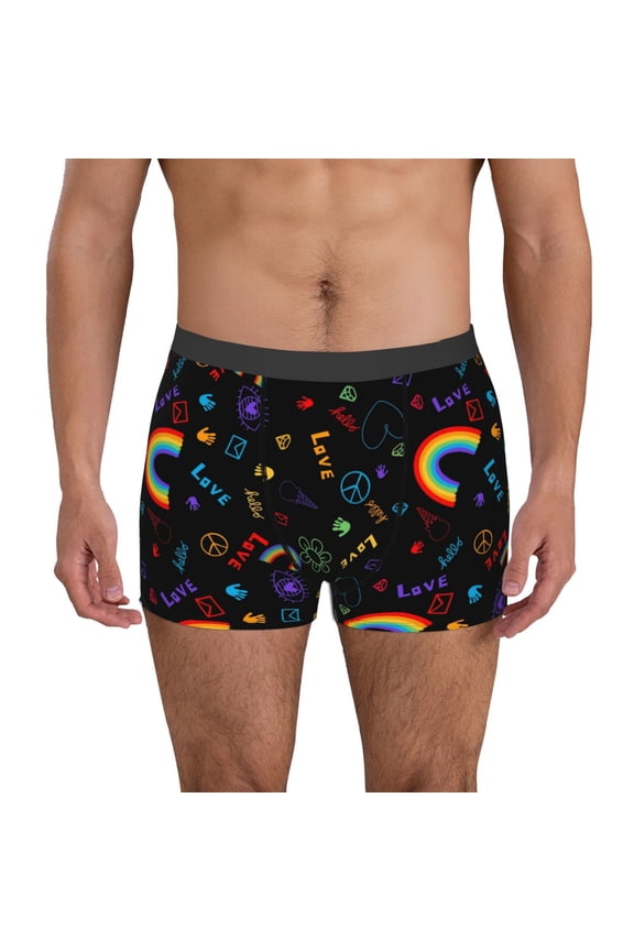 Cartoon Pride Lgbt Pattern Men's Boxer Brief Underwear,Soft Funny Underwear for Men-Medium