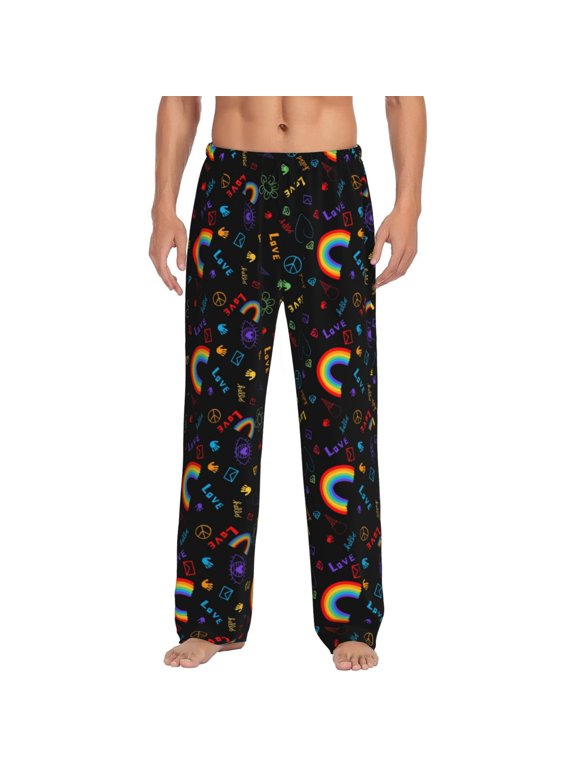 Cartoon Pride Lgbt Print Mens Pajama Pants Sleep & Lounge Pants, PJ Bottoms With elastic waistb and Pockets