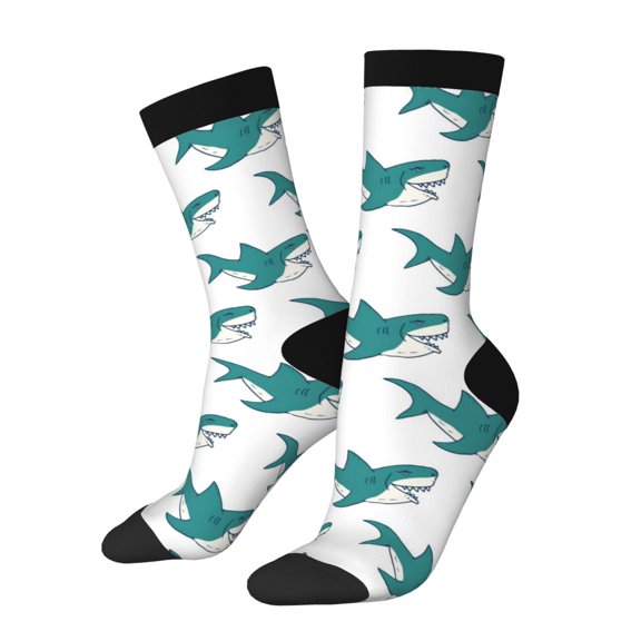 Vsdgher Cartoon Shark Crew Socks for Men & Women, Breathable Casual Athletic Ankle Socks