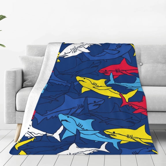 Vsdgher Cartoon Shark Ultra-Soft Micro flannel Blanket Throw Blankets for Couch Sofa, Bed (4 sizes)-40"x30"