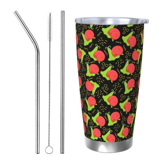 Vsdgher Cartoon Snail 20 Oz Stainless Steel Vacuum Insulated, Travel Mug Coffee Cup for Home, Office, Outdoor Works Great for Ice Drinks and Hot Beverage -Straw Three-piece Set