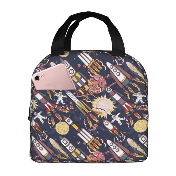 Vsdgher Cartoon Space 1 Lunch Bag, Lunch Box for Women Adult Men, Lunch Tote Insulated Cooler Lunch Container for Work/Office/Picnic/Travel