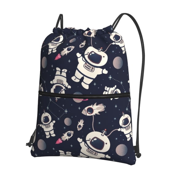 Vsdgher Cartoon Spaceship Drawstring Backpack Water Resistant String Bag Sports Sackpack Gym Sack for Men Women