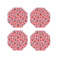 thumbnail image 1 of Vsdgher Cartoon Strawberry Leather Coasters for Drinks, Durable Drink Coasters 4 Set for Tabletop Protection, Luxurious Home Décor and Housewarming Gift ( {designName})Octagon, 1 of 6