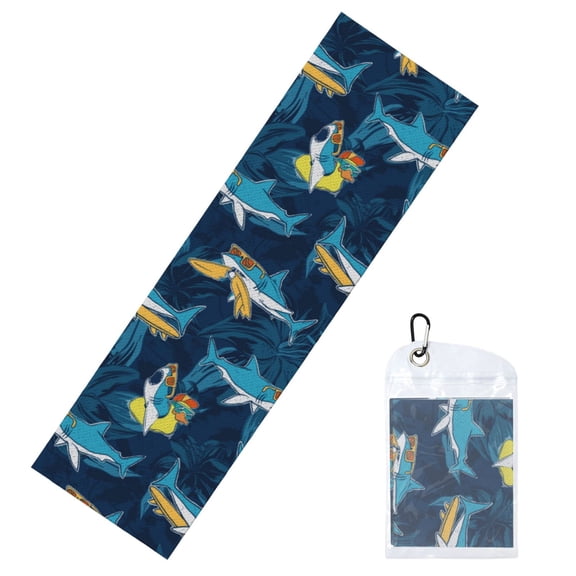 Vsdgher Cartoon Surfer Sharks Cooling Towel (40"x12"), Soft Breathable Chilly Towel, Ice Towel, Microfiber Towel for Sport, Workout & More Activities