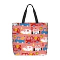 thumbnail image 1 of Vsdgher Cartoon with Traffic Elements print Tote Bag for Women Shoulder Bag with Zipper Large Shoulder Bag Handle Handbag Portable Washable for Travel, Work, 1 of 8