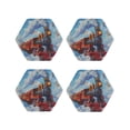 thumbnail image 1 of Vsdgher Cartoon Train Hot Air Balloon Leather Coasters for Drinks, Durable Drink Coasters 4 Set for Tabletop Protection, Luxurious Home Décor and Housewarming Gift ( {designName})Hexagon, 1 of 6