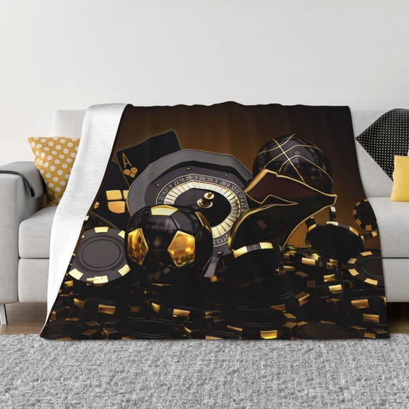 Vsdgher Casino Cards Pattern Fleece Throw Blanket, Horizontal Fleece Bedding Home Decor for Couch & Bed All Season Use -50"x40"