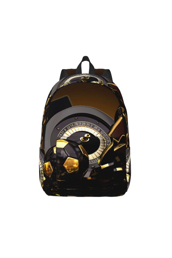 Casino Cards Print Canvas Backpack Travel Rucksack Unisex Knapsack 15.7/17.7Inch Laptop Backpack for Work,College -Small