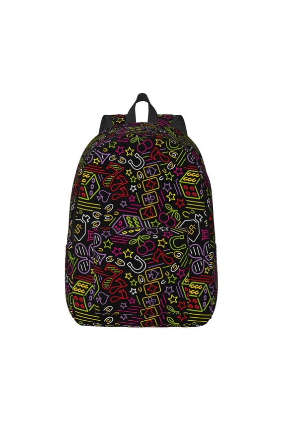 Casino Icons Print Canvas Backpack Travel Rucksack Unisex Knapsack 15.7/17.7Inch Laptop Backpack for Work,College -Medium