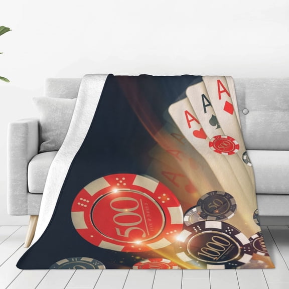 Vsdgher Casino Poker Chips Ultra-Soft Micro flannel Blanket Throw Blankets for Couch Sofa, Bed (4 sizes)-80"x60"