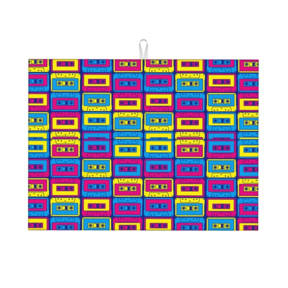 Vsdgher Cassette Tapes Dish Drying Mat Super Absorbent Drying Mat Large Dish Drying Mats for Kitchen Counter Kitchen Drying Mat 24" x 18"