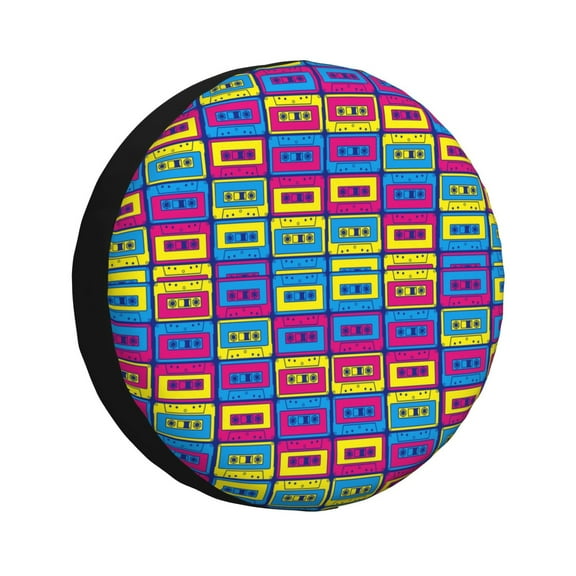 Vsdgher Cassette Tapes for Spare Tire Cover, Tire Wheel Protector Wheel Cover Fit for Truck,Trailer,RV,SUV,Camper and Most Vehicle-15 inch