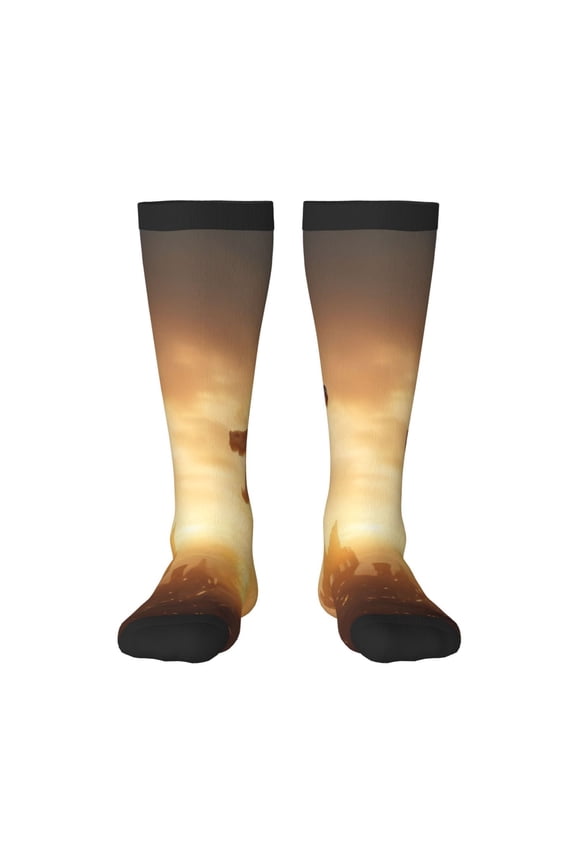 Castle Cool Fire Dragon Print Thigh High Socks Extra Long Stretchy Sock Women Over Knee High Opaque Stocking Daily Wear