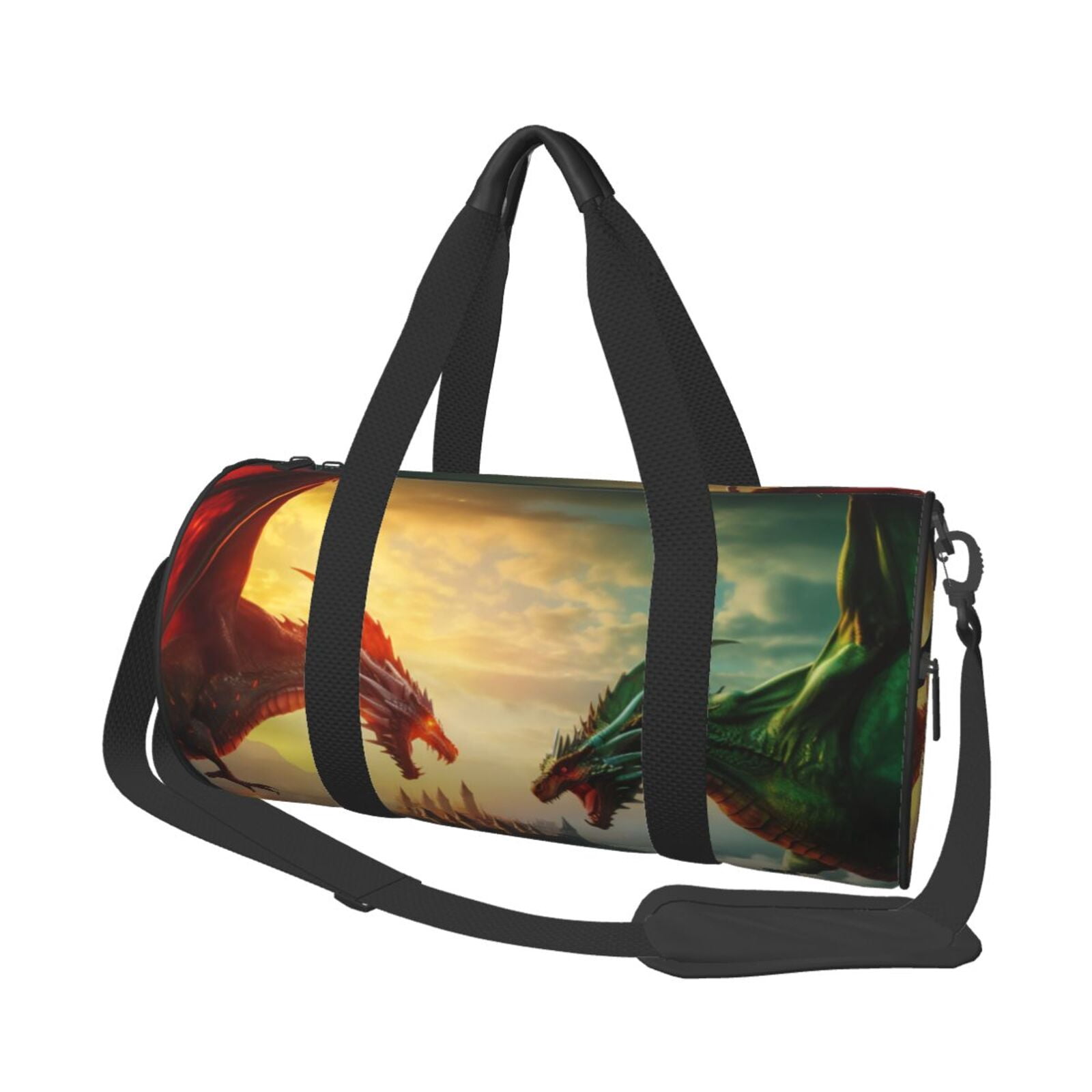 Vsdgher Castle Red Green Sky Dragon 45L Foldable Duffel Bag, Sports Gym Bag,Overnight Bag, Portable Weekender Bag for Airplanes