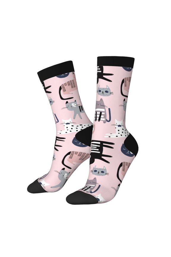 Cat Crew Socks for Men & Women, Breathable Casual Athletic Ankle Socks