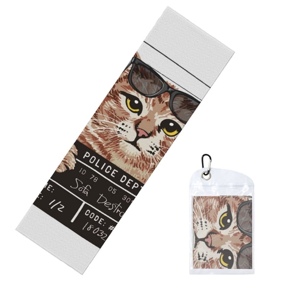 Vsdgher Cat Holding Mugshot Sign Cooling Towel (40"x12"), Soft Breathable Chilly Towel, Ice Towel, Microfiber Towel for Sport, Workout & More Activities
