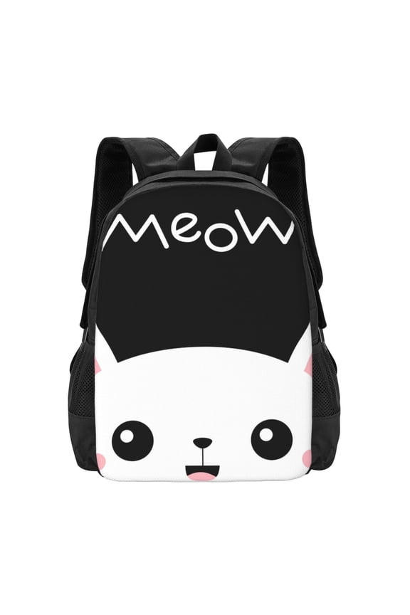 Cat Meow Print Backpack for Women Men School Bookbag with Laptop Compartment for College Work Travel, Simple Fashion Casual Daypack, Fit 15" Laptop