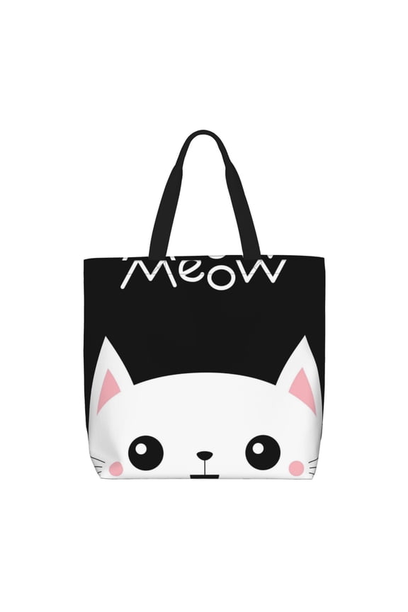 Cat Meow print Tote Bag for Women Shoulder Bag with Zipper Large Shoulder Bag Handle Handbag Portable Washable for Travel, Work