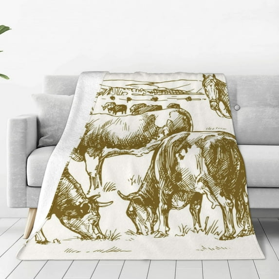 Vsdgher Cattle Drive By Two Cowboys 1 Ultra-Soft Micro flannel Blanket Throw Blankets for Couch Sofa, Bed (4 sizes)-40"x30"