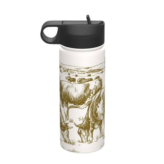 Vsdgher Cattle Drive By Two Cowboys 1 for Insulated Stainless Steel Water Bottle,18oz Sports Water Bottle Stainless Steel Reusable Tumbler for Sports, Travel, and School