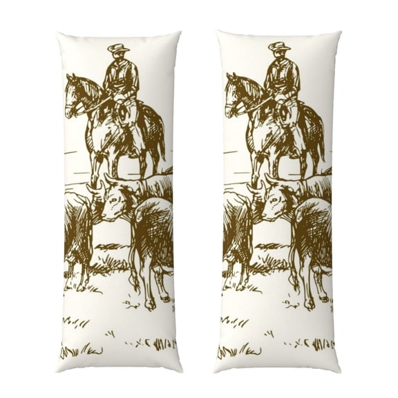 Vsdgher Cattle Drive By Two Cowboys Body Pillow Cover, Pillowcases with Hidden Zipper Breathable Long Pillow Case (Pillows are not included,20x54 inch)