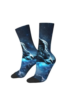 Celestial Ram Night Sky Crew Socks for Men & Women, Breathable Casual Athletic Ankle Socks