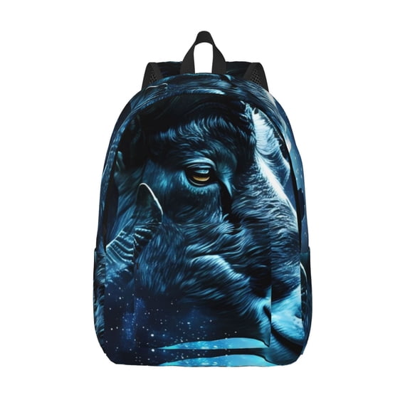 Vsdgher Celestial Ram Night Sky Print Canvas Backpack Travel Rucksack Unisex Knapsack 15.7/17.7Inch Laptop Backpack for Work,College -Small