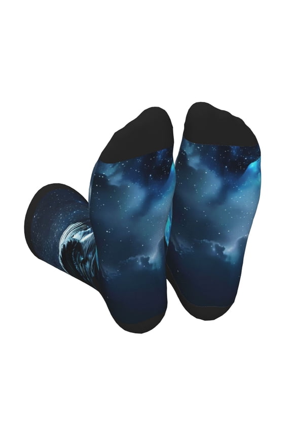 Celestial Ram Night Sky Unisex Crew Socks Lightweight Breathable Ventilation Ankle Socks, Mid-calf socks for Daily