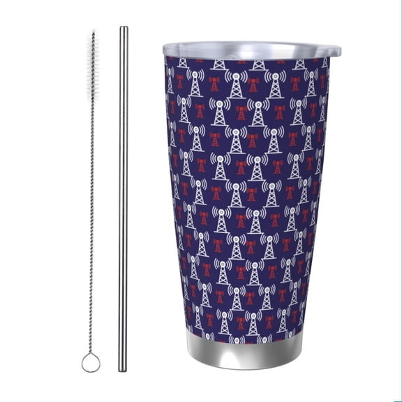 Vsdgher Cell Tower 20 Oz Stainless Steel Vacuum Insulated, Travel Mug Coffee Cup for Home, Office, Outdoor Works Great for Ice Drinks and Hot Beverage -Straw Two-piece Set