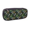 thumbnail image 1 of Vsdgher Chamomile Print Pen Case Leather Pencil Pouch Markers Holder Big Capacity Bag with Zippered Pocket for Stationery Tool, 1 of 6