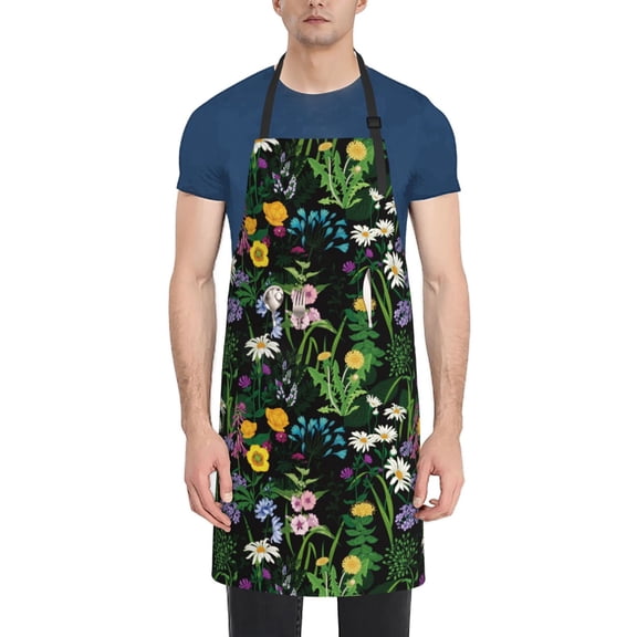 Vsdgher Chamomile Waterproof Apron with 2 Pockets Kitchen Chef Aprons Bibs for Grooming Cooking Baking Painting Gardening