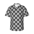 thumbnail image 1 of Vsdgher Checkerboard With Snowflake 1 Print Men's Hawaiian Shirts Button Down Tropical Holiday Beach Shirts Vacation Clothes,Large, 1 of 7