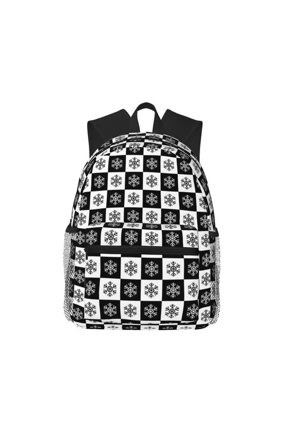 Checkerboard With Snowflake 1 Unisex Large Capacity Bookbag, Schoolbag, Casual Daypack for High School, College, Teens, Travel, Work