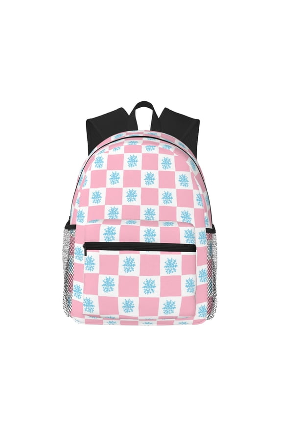 Checkerboard With Snowflake Unisex Large Capacity Bookbag, Schoolbag, Casual Daypack for High School, College, Teens, Travel, Work