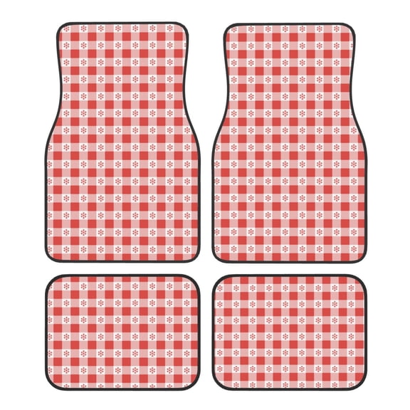 Vsdgher Checkered Christmas With Snowflakes Car Foot Mat Set of 4 Pieces Universal Floor Liner Car Accessories Fits Most Cars, Trucks, Vans, sedans, SUV