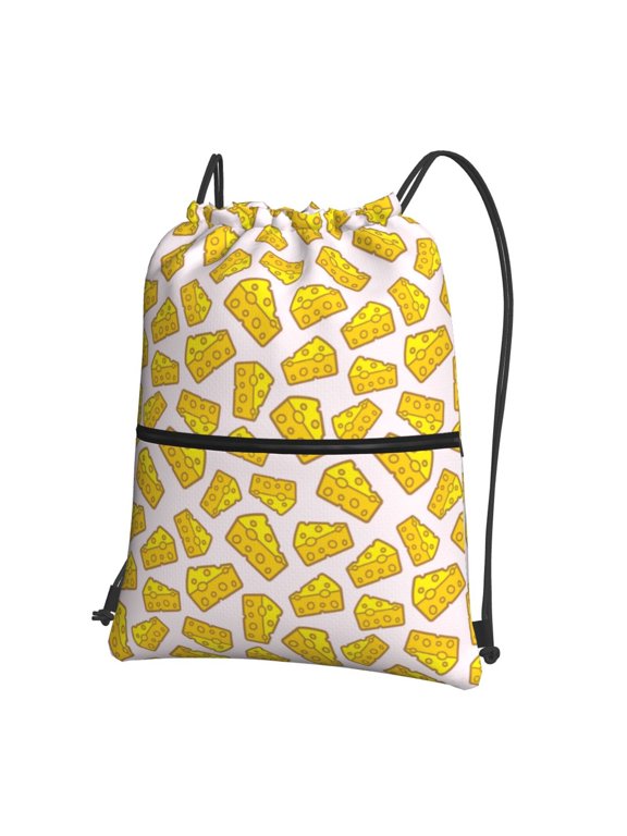 Cheese Drawstring Backpack Water Resistant String Bag Sports Sackpack Gym Sack for Men Women