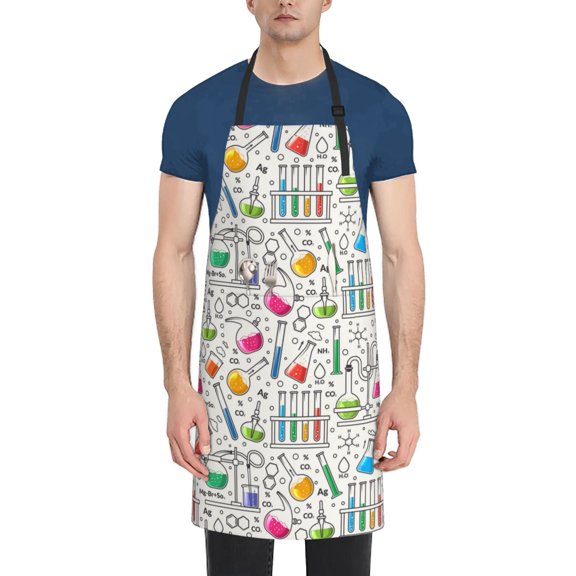 Vsdgher Chemical Flasks And Test Tubes Waterproof Apron with 2 Pockets Kitchen Chef Aprons Bibs for Grooming Cooking Baking Painting Gardening
