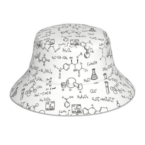 Vsdgher Chemical Formulas Print Bucket Hat for Men&Women Bucket Hat Reversible Summer Double-Side-Wear Travel Gardening, Beach, Camping, Hiking, Fishing Cap