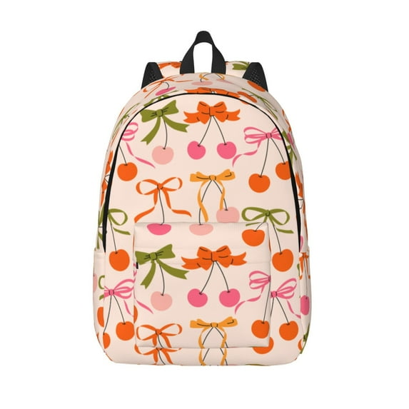 Vsdgher Cherries And Bows Print Canvas Backpack Travel Rucksack Unisex Knapsack 15.7/17.7Inch Laptop Backpack for Work,College -Medium