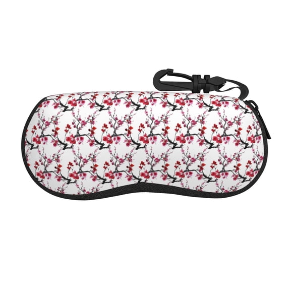 Vsdgher Cherry Blossoms Sunglasses Soft Case Neoprene Zipper Eyeglass Case, Zipper Portable Spectacle Cases for Men Women