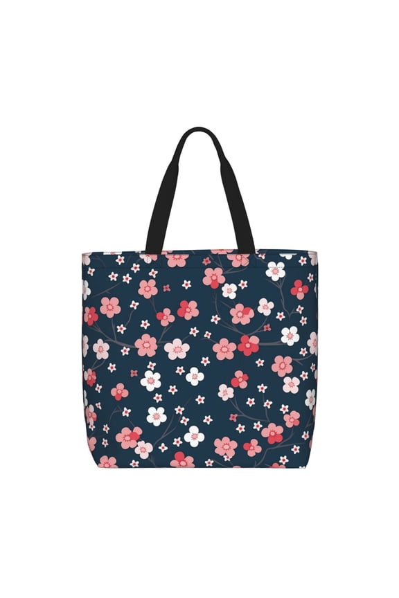 Cherry Blossoms print Tote Bag for Women Shoulder Bag with Zipper Large Shoulder Bag Handle Handbag Portable Washable for Travel, Work