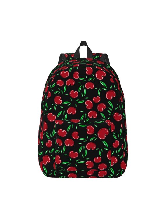Cherry Print Canvas Backpack Travel Rucksack Unisex Knapsack 15.7/17.7Inch Laptop Backpack for Work,College -Small