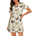 thumbnail image 1 of Vsdgher Chicken Cartoon Pattern Womens Short Sleeve Sleepshirt Scoopneck Cute Nightdress Ruffle Comfy Nightgown, 1 of 6