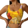 thumbnail image 1 of Vsdgher The Chicken Family Print Women Sleeveless Athletic Tank Top Built-in Bra Camisole Sports Vest for Yoga Running Fitness Exercise with Removable Pads, 1 of 8