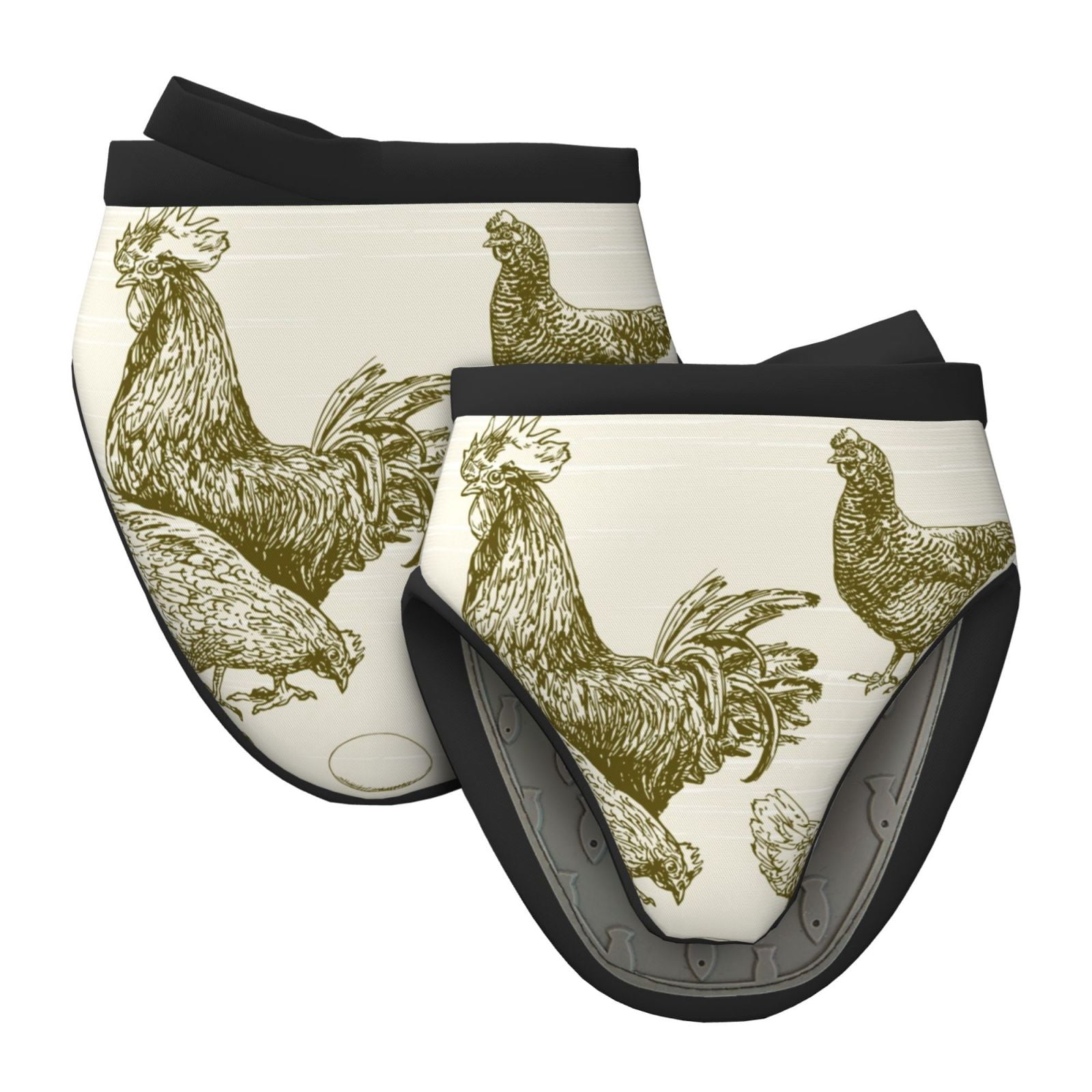 Vsdgher Chickens Non-Slip Mini Oven Mitt Set, Short Oven Mitts for Baking Grilling Barbecue Microwave, 5.9"x5.9"in