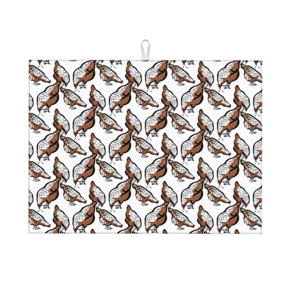 Vsdgher Chickens Peck Grain Dish Drying Mat Super Absorbent Drying Mat Large Dish Drying Mats for Kitchen Counter Kitchen Drying Mat 24" x 18"