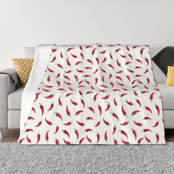 Vsdgher Chili Pattern Fleece Throw Blanket, Horizontal Fleece Bedding Home Decor for Couch & Bed All Season Use -80"x60"